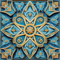 Marble ornate boho tiles in blue and white.