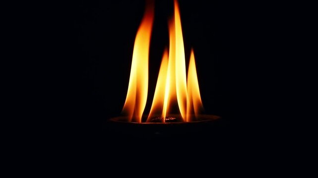Fire Flames Igniting And Burning. Real flames ignite on a black background. Closeup of flames burning slow motion effect background footage motion graphics.