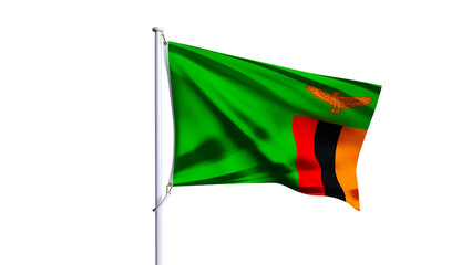 Waving flag of zambia isolated on transparent background.