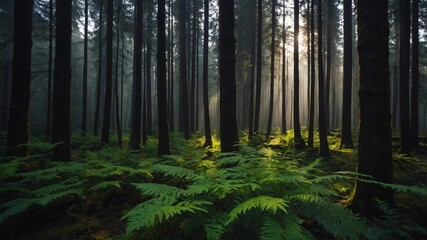Obraz premium cinematic view of a temperate forest photography for b background