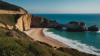 Fototapeta premium cinematic view of a coastal cliffs photography for bac background