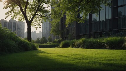 Obraz premium cinematic view of an urban green belt photography for background