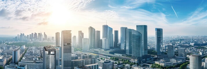 Fototapeta premium Aerial View of Paris Skyline at Sunset