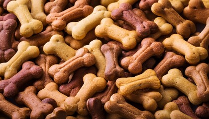 Fototapeta premium 骨の形をした犬用おやつのビスケットの背景画像（Dog treats background image.） 