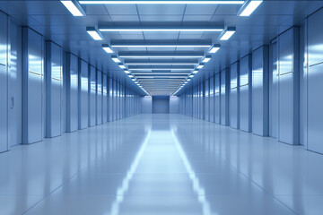 Discovering futurebuilding technologies, modern industrial plant, bright lights, clean and advanced atmosphere