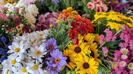 Obraz premium A Colorful Bouquet of Summer Flowers