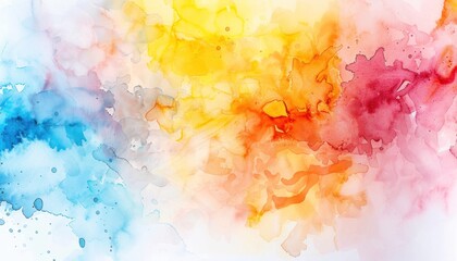 Fototapeta premium Abstract Watercolor Painting with Blue, Yellow, Orange, and Red Colors