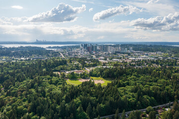 Drone View of the City of Bellevue in Washington State