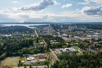 Drone View of the City of Bellevue in Washington State