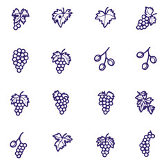 Outline icon set of Grapevines