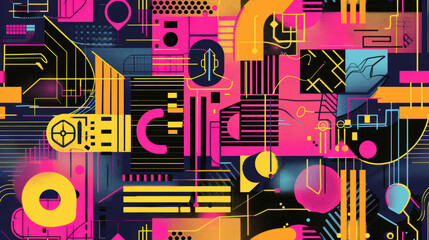 Minimalist Tech and Data Icons Pattern