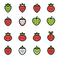Outline icon set of strawberry