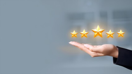 Customer Satisfaction Feedback Survey Concept. Customer hand showing high score, excellent rating. Best excellent service rating for customer satisfaction.