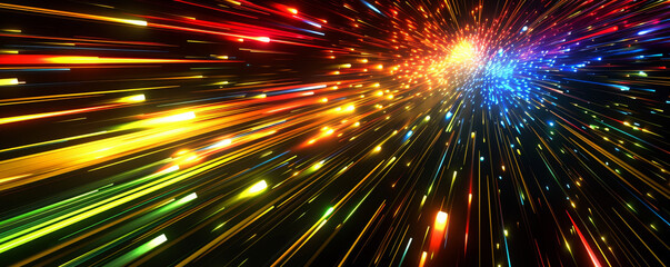 Colorful light streaks and explosions, abstract