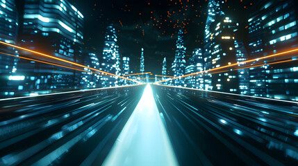 Low-angle time-lapse night scene of the city