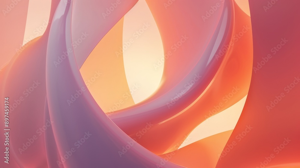 Canvas Prints organic design with intertwined curved shapes in warm pink and orange light on abstract background