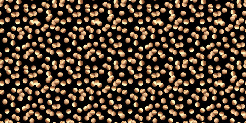 Fototapeta premium Golden confetti. Watercolor illustration. Seamless pattern of scattered round sparkles. Glitter ornament for New Year card design, template for invitation. Festive shiny black background