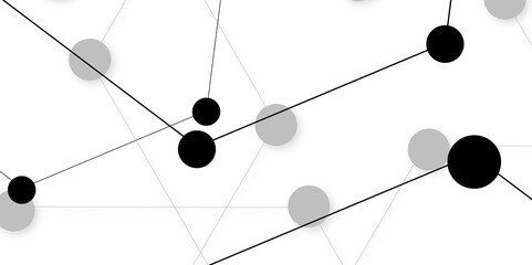 Technology abstract white digital background of connected dot with black stock lines. Abstract vector background and geometric pattern with connecting the dots and lines for banner design. 