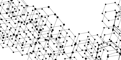 Fototapeta premium Technology abstract white digital background of connected dot with honeycomb stock lines. honeycomb shaped net composed of illuminated lines with glowing dots, technological and futuristic background.