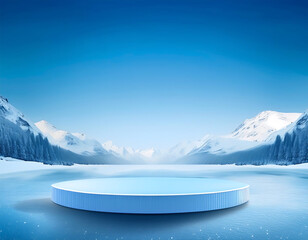  Ice Background Podium- A winter-themed podium with icy, frozen elements. The cold, blue lan_1(242)