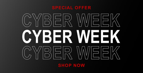 Obraz premium Neon sign Cyber Week on concrete wall. 3d illustration.