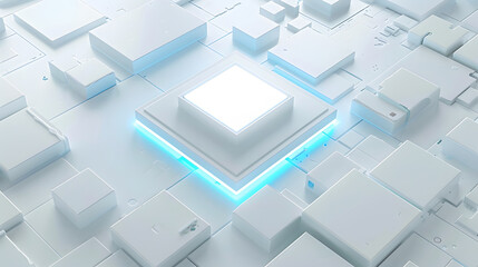 White glowing motherboard CPU chip