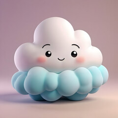 Happy cloud smiling light blue color