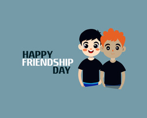 International Friendship Day card, poster with tow boy. Vector