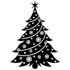 Beautifully decorated Christmas tree illustration vector on white background perfect for festive designs