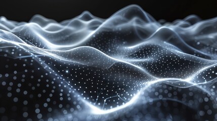 Obraz premium Futuristic 3D Hologram of Cellular Formation with White Light Lines on Pitch-Black Background