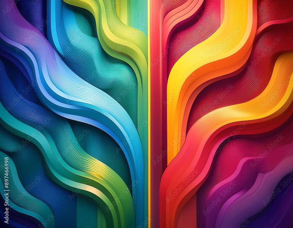 Aufkleber  Background Color Abstract Design Stripe- A retro abstract background with colorful stripes,_1(38)