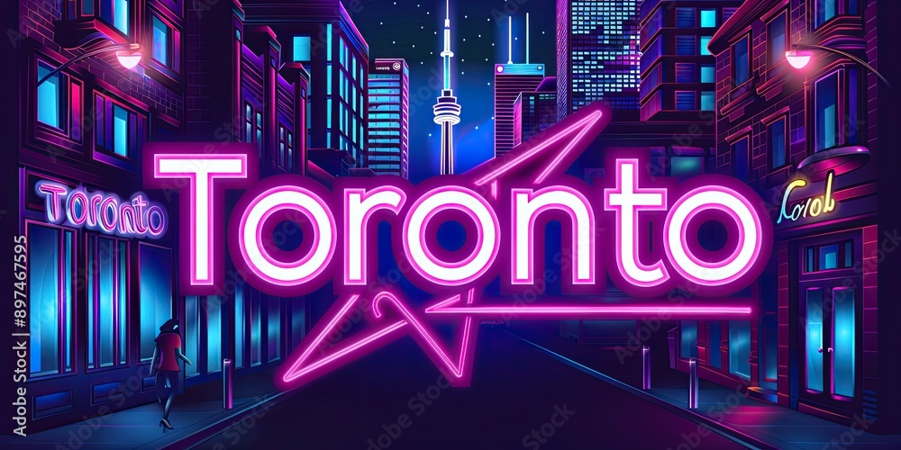 Wall mural Neon Toronto: Vibrant Cityscape at Night