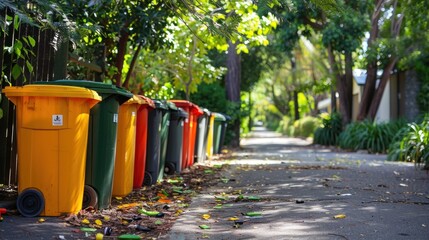 Fototapeta premium Generate a photo realistic image of urban zero-waste initiatives encouraging recycling and waste reduction; ensure the image is of high resolution for clear