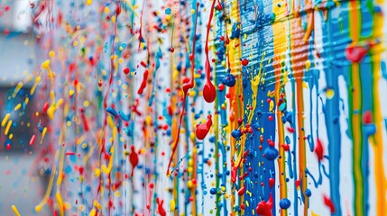 Vibrant Abstract Expressionist Paint Splatters in Bold Colors - Large CGI Artwork