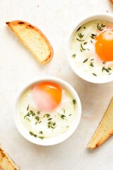 Eggs en cocotte (baked eggs)