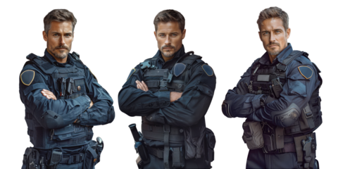 The security guard stood with his arms crossed.