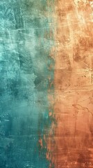 Naklejka premium Textured background image featuring a distressed wall with teal and orange paint, creating a vintage and artistic aesthetic