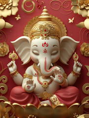 lord ganesha on red background