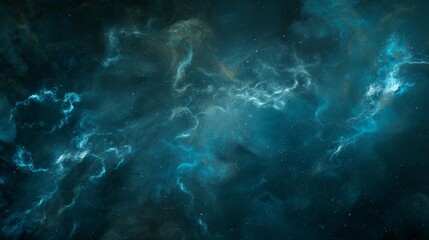 Fototapeta premium Captivating deep space backdrop featuring luminous blue nebula clouds and radiant stars, ideal for astronomy enthusiasts and sci fi fans