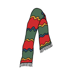 Knitted scarf doodle Hand drawn winter accessories Single design element for card, print, design, decor
