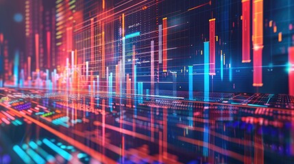 Annual financial report with charts floating in the air, displaying year's data statistics and company progress for 2025.