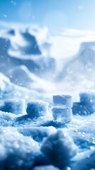 Ice cubes on the ground.