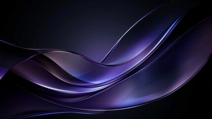 Obraz premium Elegant purple wave abstract background on black, creating a dynamic and sophisticated design