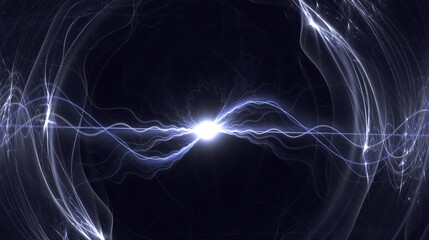 brilliante energievoll leuchtende kugelförmige Lichteffekte - Licht, abstrakt, dynamisch, Technologie, Wissenschaft, Reaktion, Elektrizität, Blitze, Strom, blau, lila, violett, schwarz
