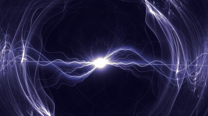 brilliante energievoll leuchtende kugelförmige Lichteffekte - Licht, abstrakt, dynamisch, Technologie, Wissenschaft, Reaktion, Elektrizität, Blitze, Strom, blau, lila, violett, schwarz
