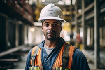 Portrait of a male African American construction worker