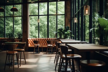 Interior of a modern empty cafe