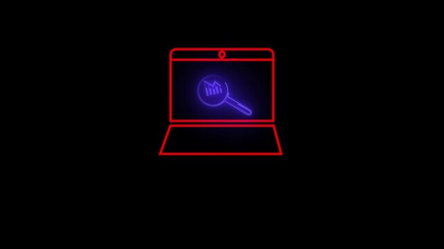 laptop neon icon animatiom 4k video