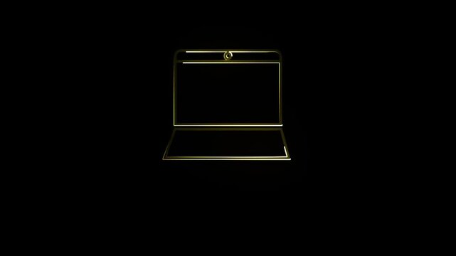 laptop neon icon animatiom 4k video