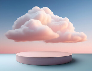  Cloud Podium with Pastel Sky- A dreamy background featuring a 3D cloud podium under a paste_1(124)